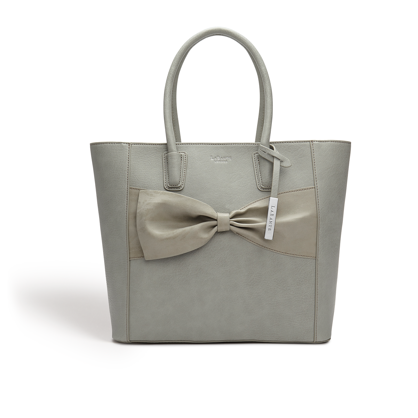 Grey - Eufala Bow Vegan Tote Bag-0