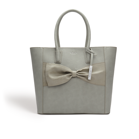 Grey - Eufala Bow Vegan Tote Bag-0